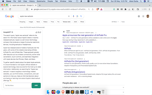 ChatGPT for Google for free