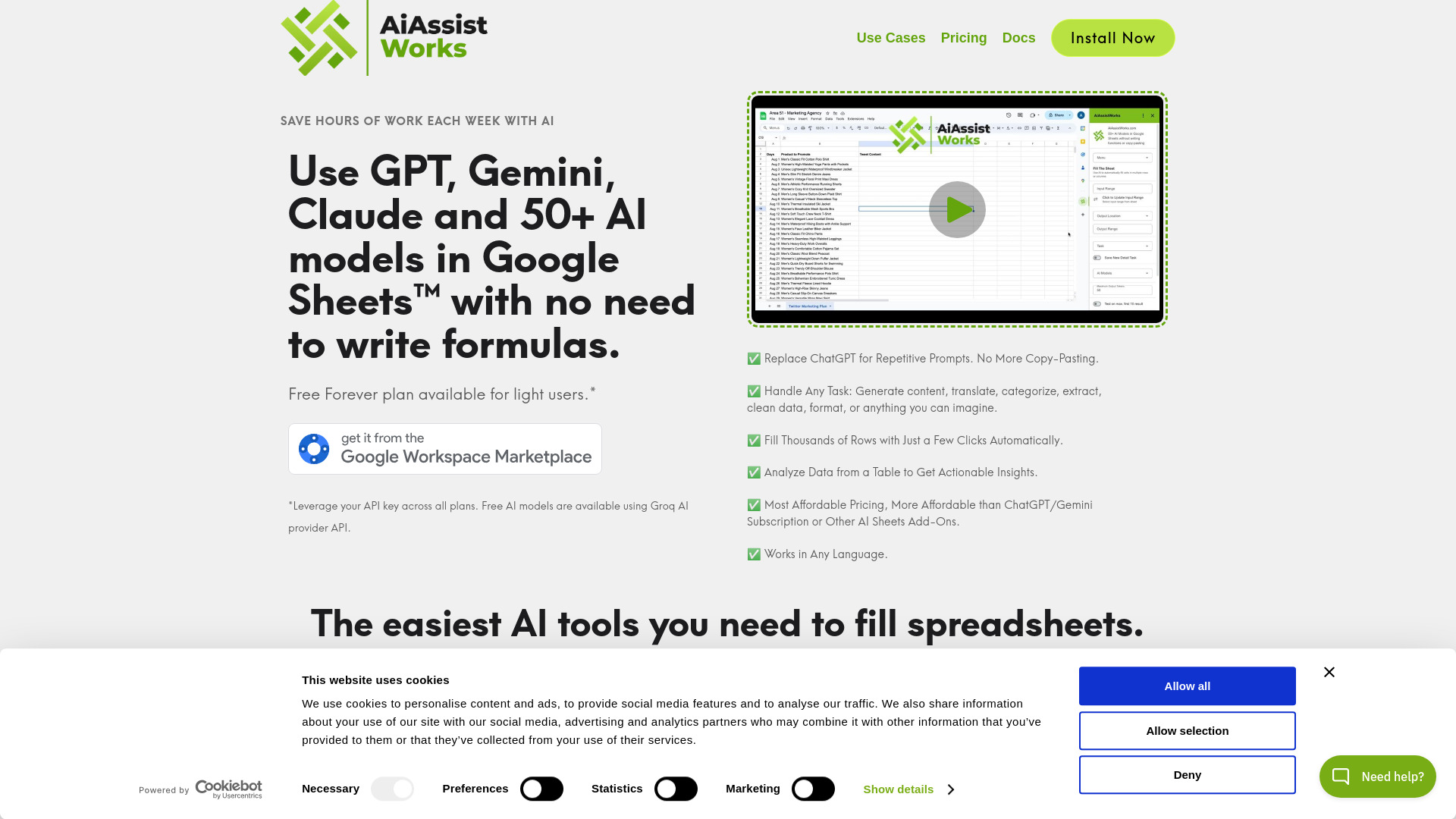 AiAssistWorks – AI for Sheets