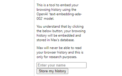 Maxs Browser History Embedding Tool