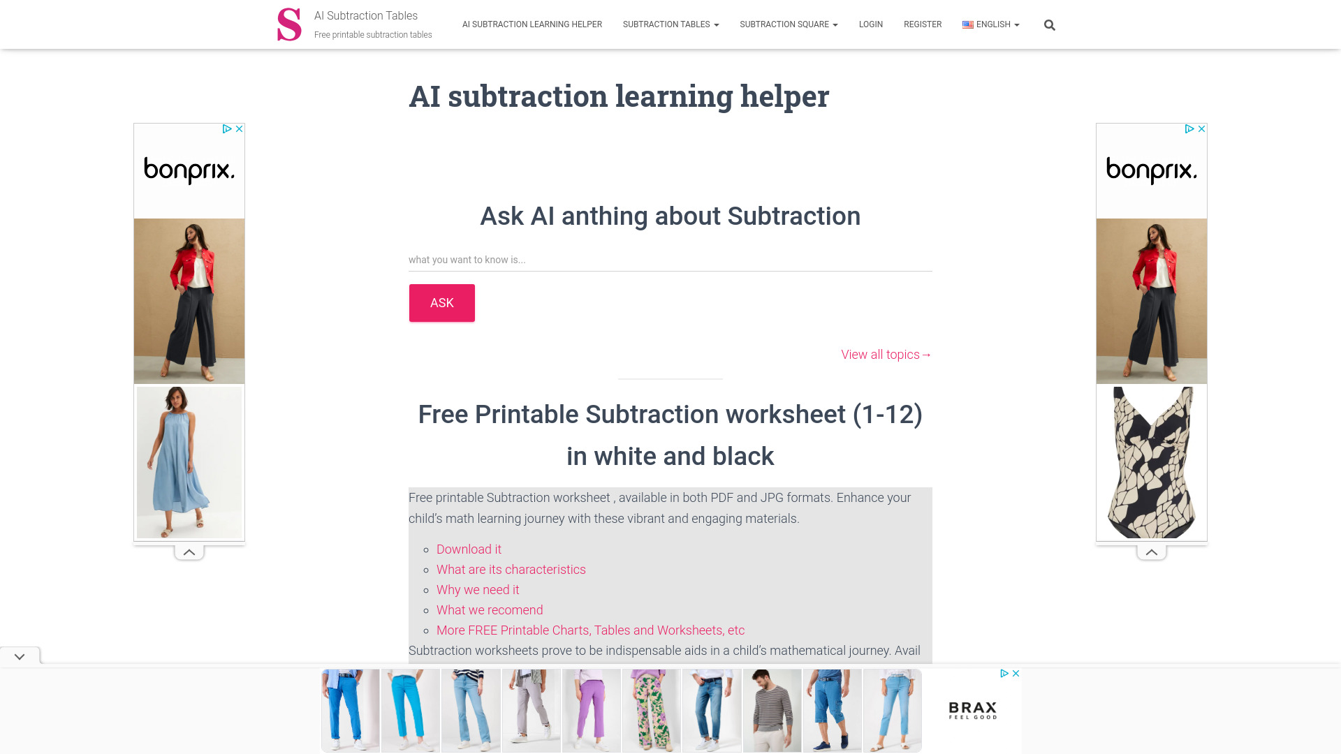 AI subtraction learning helper