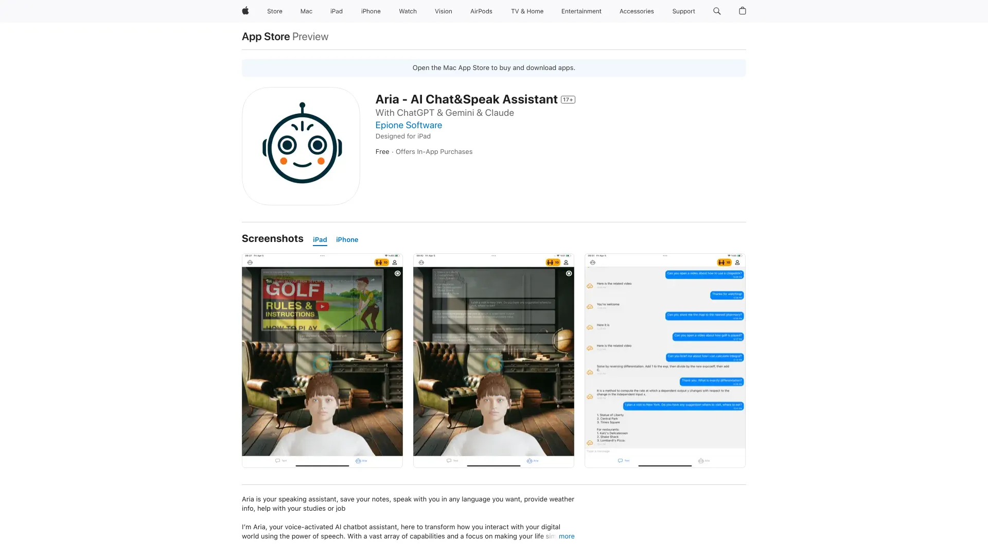 Aria – Speaking AI Assistant