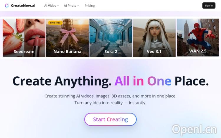 CreateNew AI – Free AI Video,Image & Creative Effects Generator