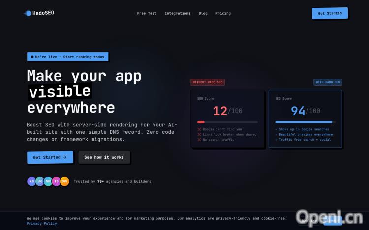 Hado SEO | Prerender.io Alternative
