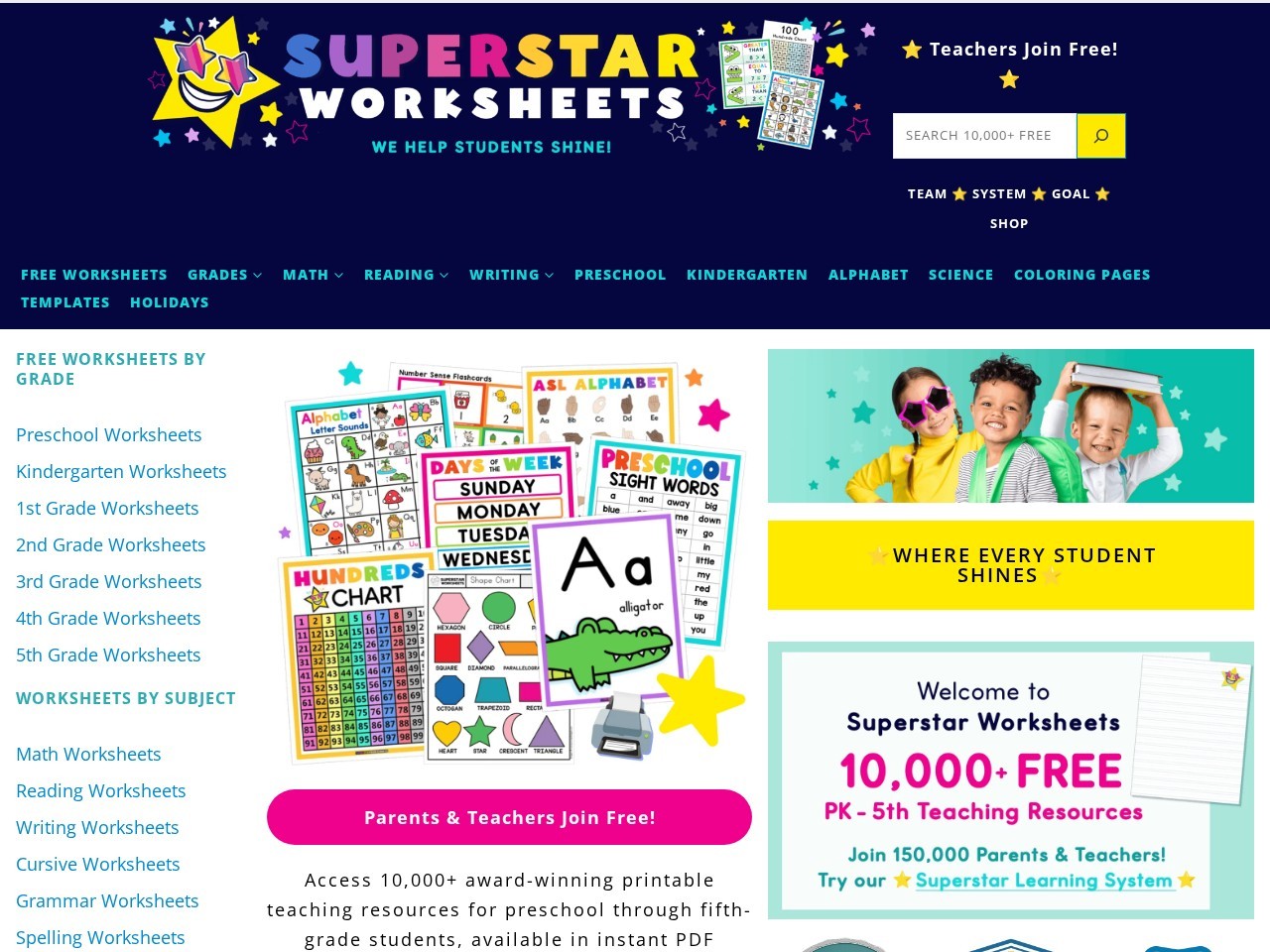 Superstar Worksheets